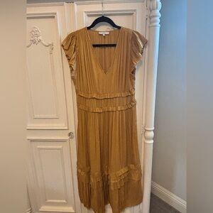 Current Air Golden Pleated Dress
